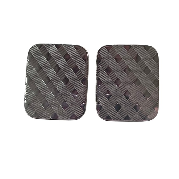 Vintage Other - Vintage | Silver Plaid Checker Design Rectangular Cuff Links